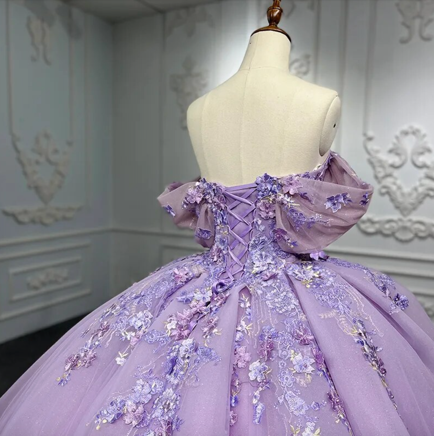 Purple Quinceanera Dress Flower Bow Ball Gown Sweet 16 Dress