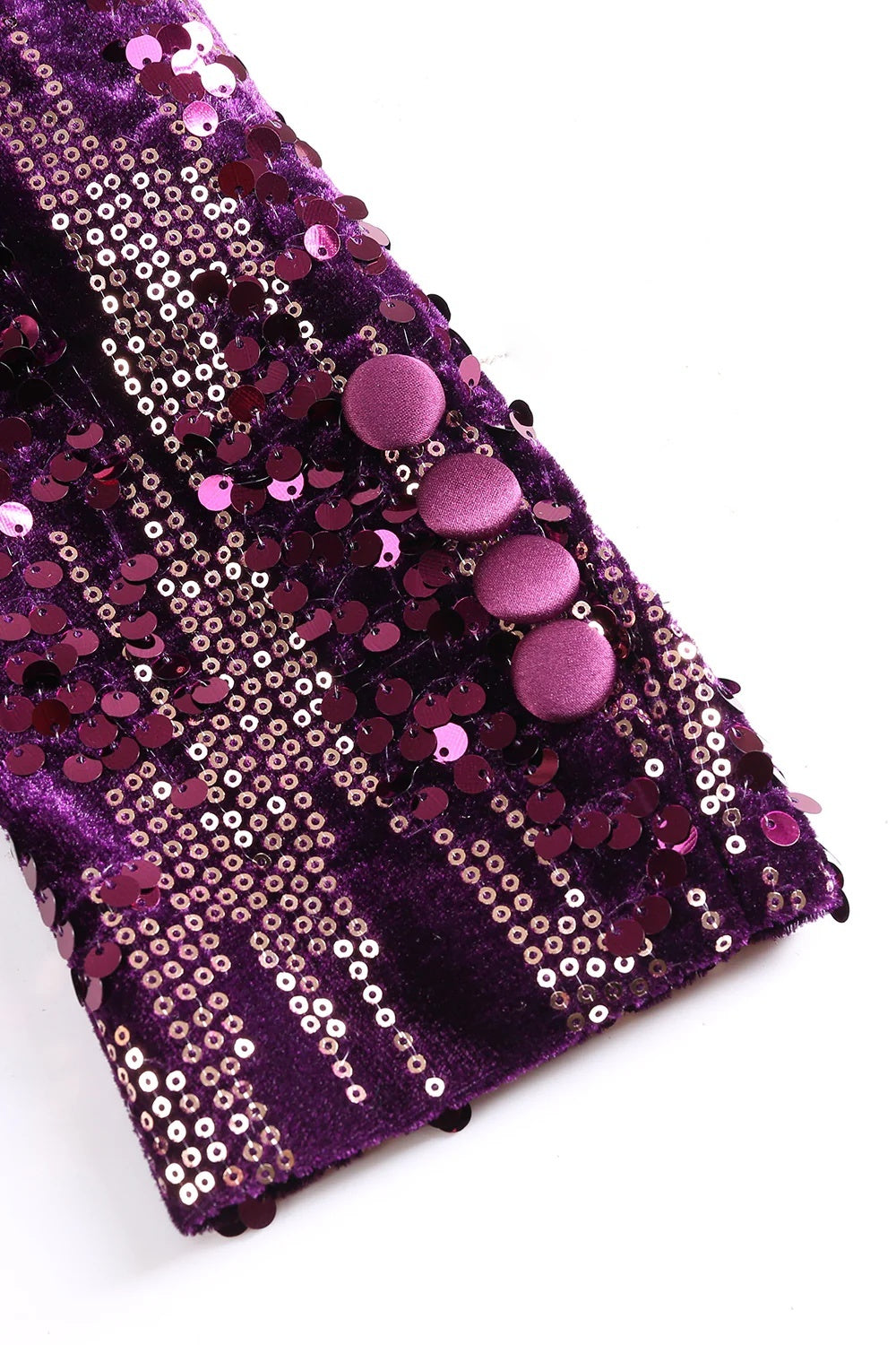 Purple Sparkle Shawl Collar Blazer With Sequins For Women