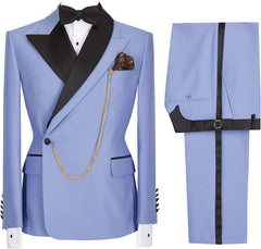 Purple Two Piece Peaked Lapel Prom Suit