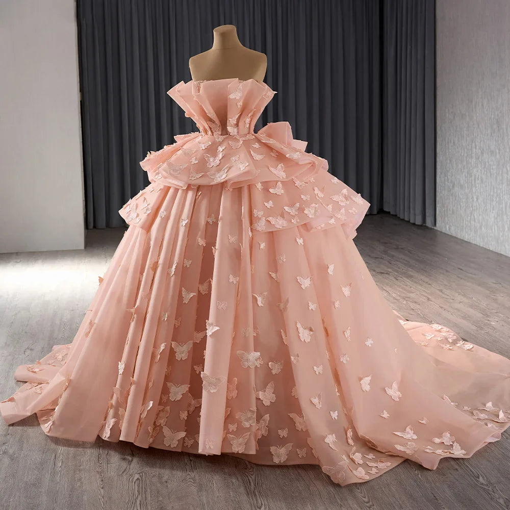 Quinceanera Dress Ball Gown Strapless 3D Butterfly Sweet 16 Dress