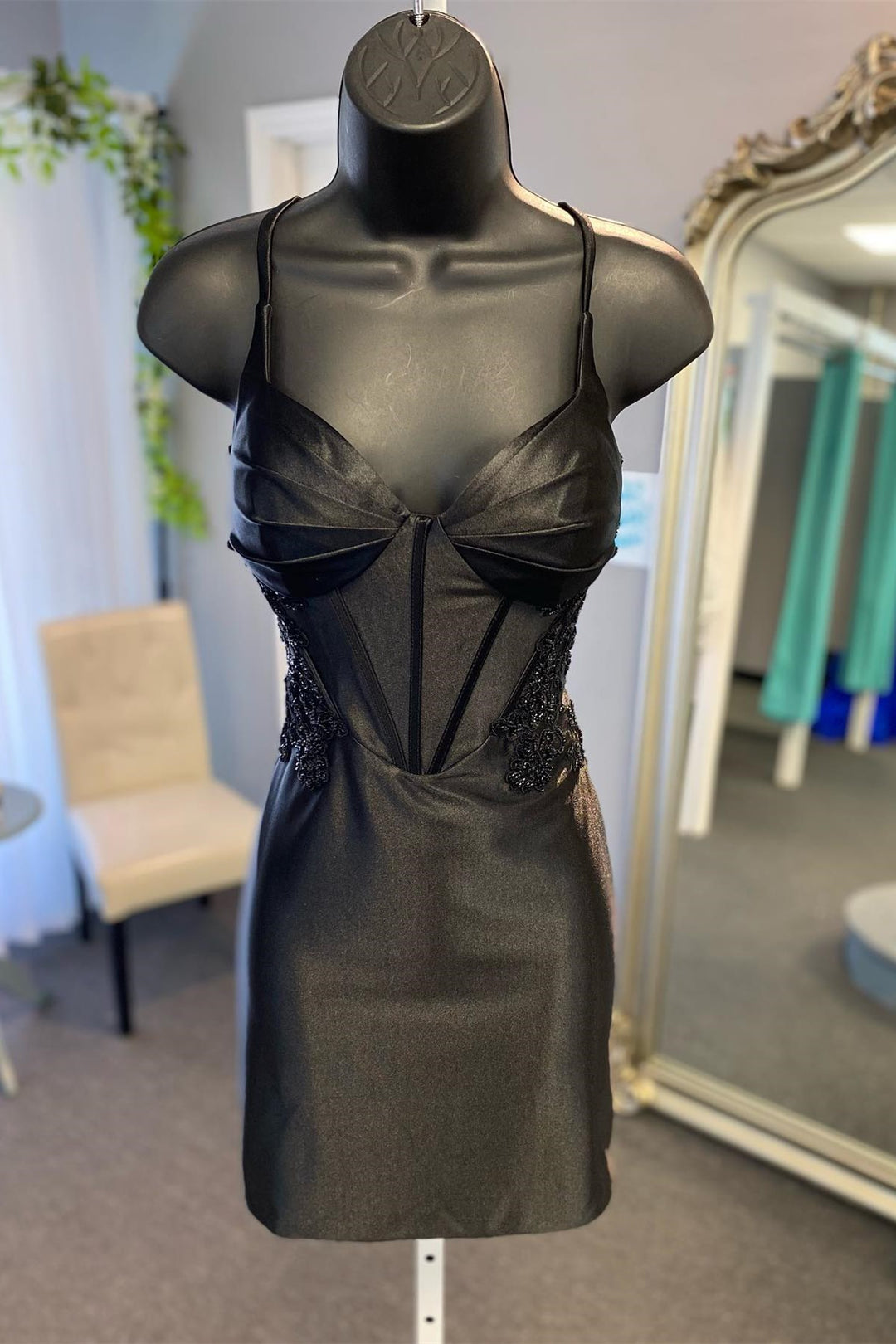 Reagan Homecoming Dress Pretty Bodycon Satin with Delicate Appliques Short Party Cocktail Dress