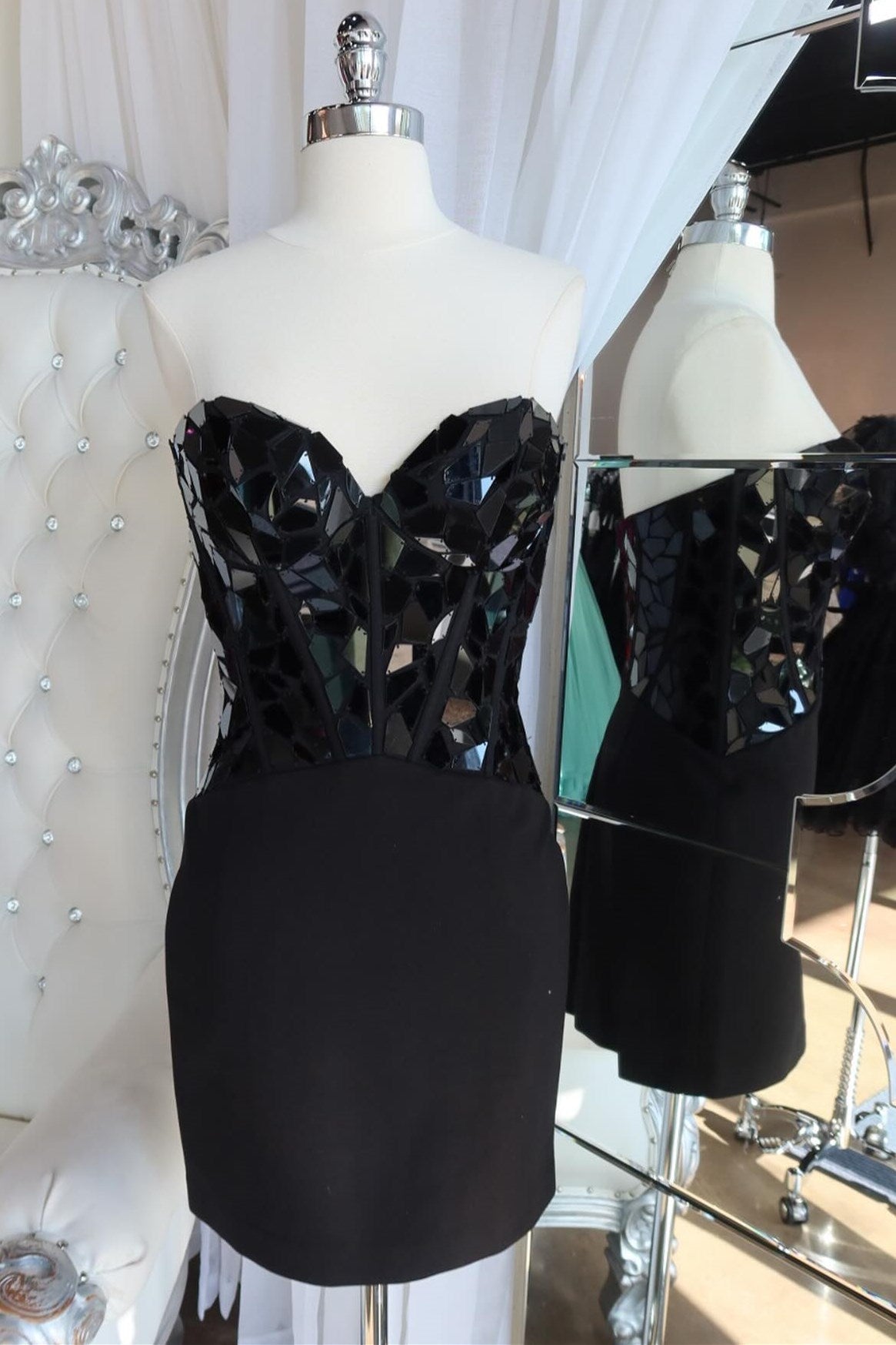 Red Homecoming Dress Heart shaped Party with Cut Glass Mirrors Short Party Cocktail Dress