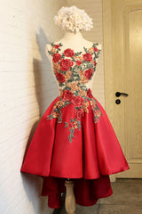 Red Homecoming Dress Lace Applique Short Party Cocktail Dress