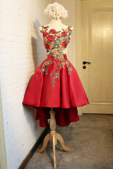 Red Homecoming Dress Lace Applique Short Party Cocktail Dress