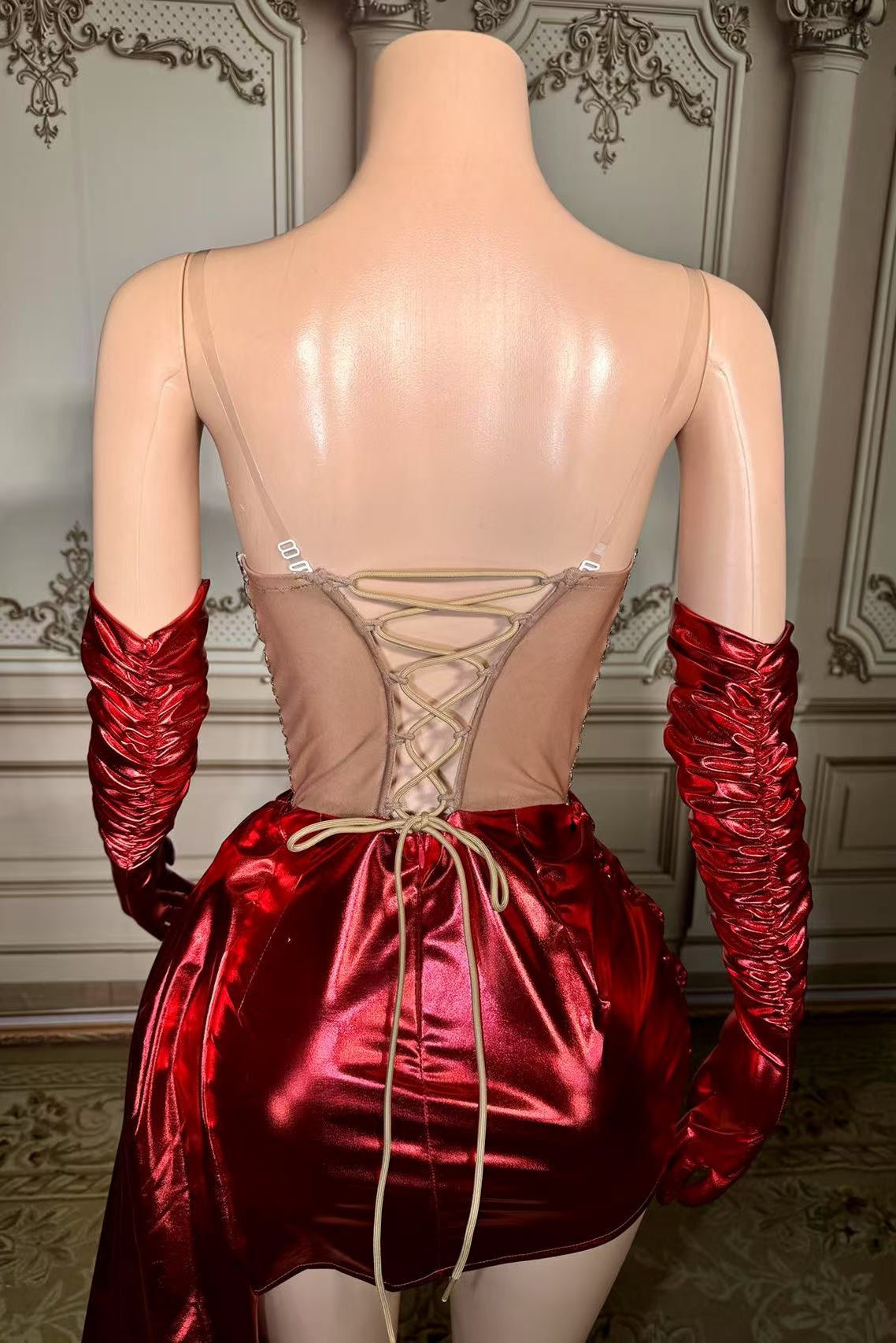 Red Homecoming Dress Sweetheart Neck Mini Cocktail Dress with Panel Train