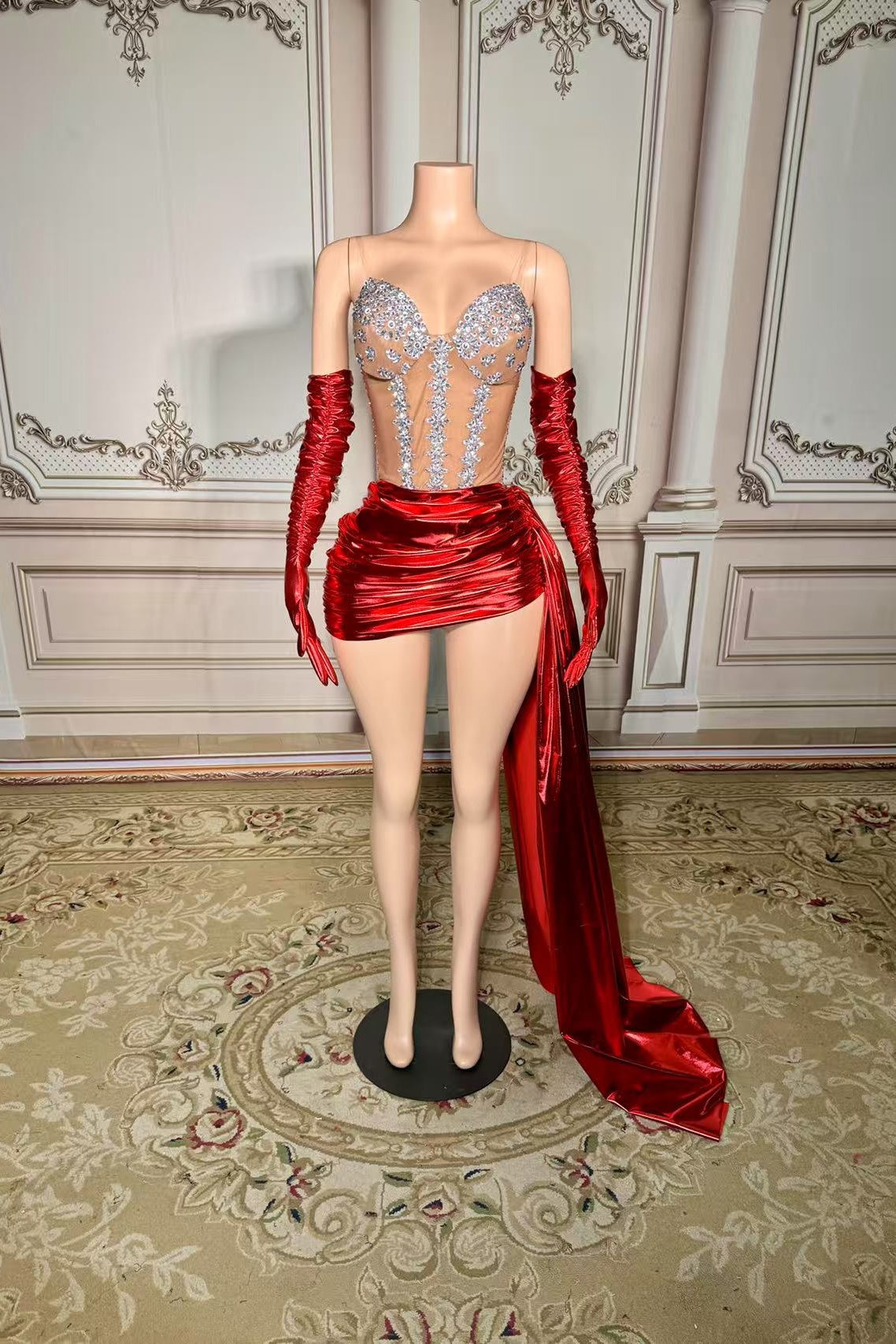 Red Homecoming Dress Sweetheart Neck Mini Cocktail Dress with Panel Train