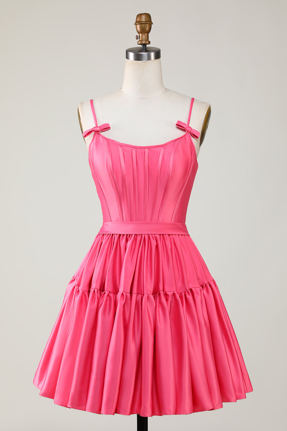 Red Homecoming Dresses A Line Spaghetti Straps Short Satin Cocktail Dresses