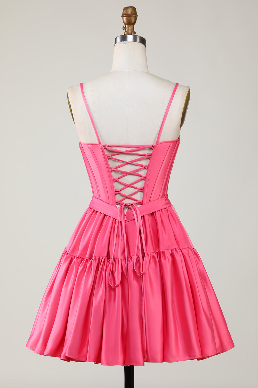 Red Homecoming Dresses A Line Spaghetti Straps Short Satin Cocktail Dresses