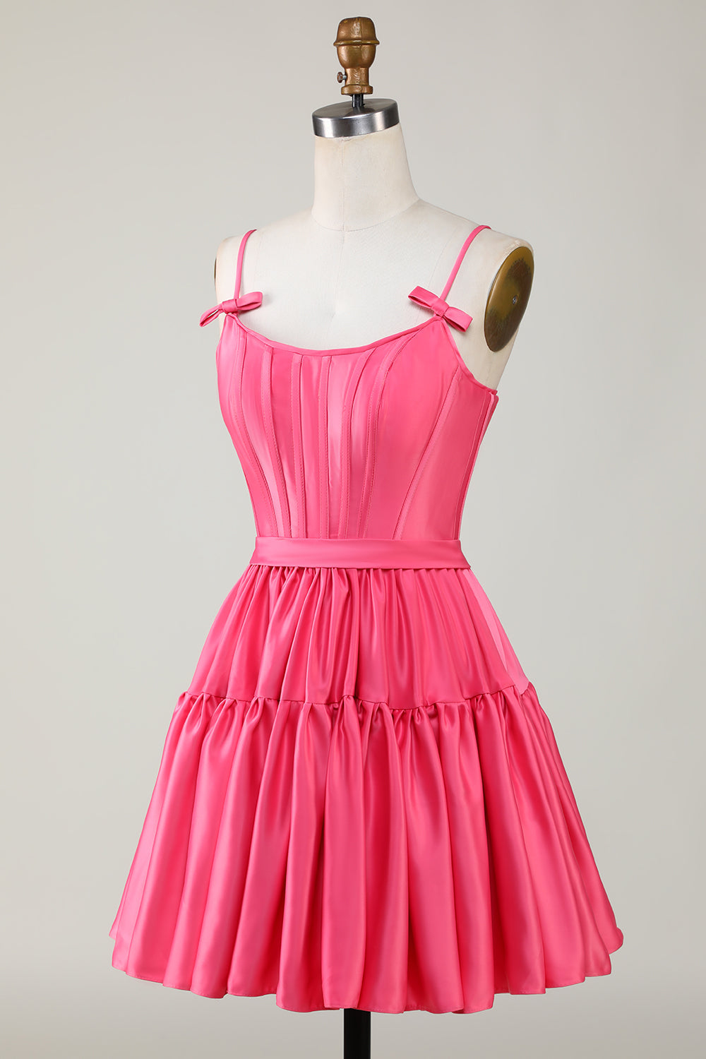 Red Homecoming Dresses A Line Spaghetti Straps Short Satin Cocktail Dresses