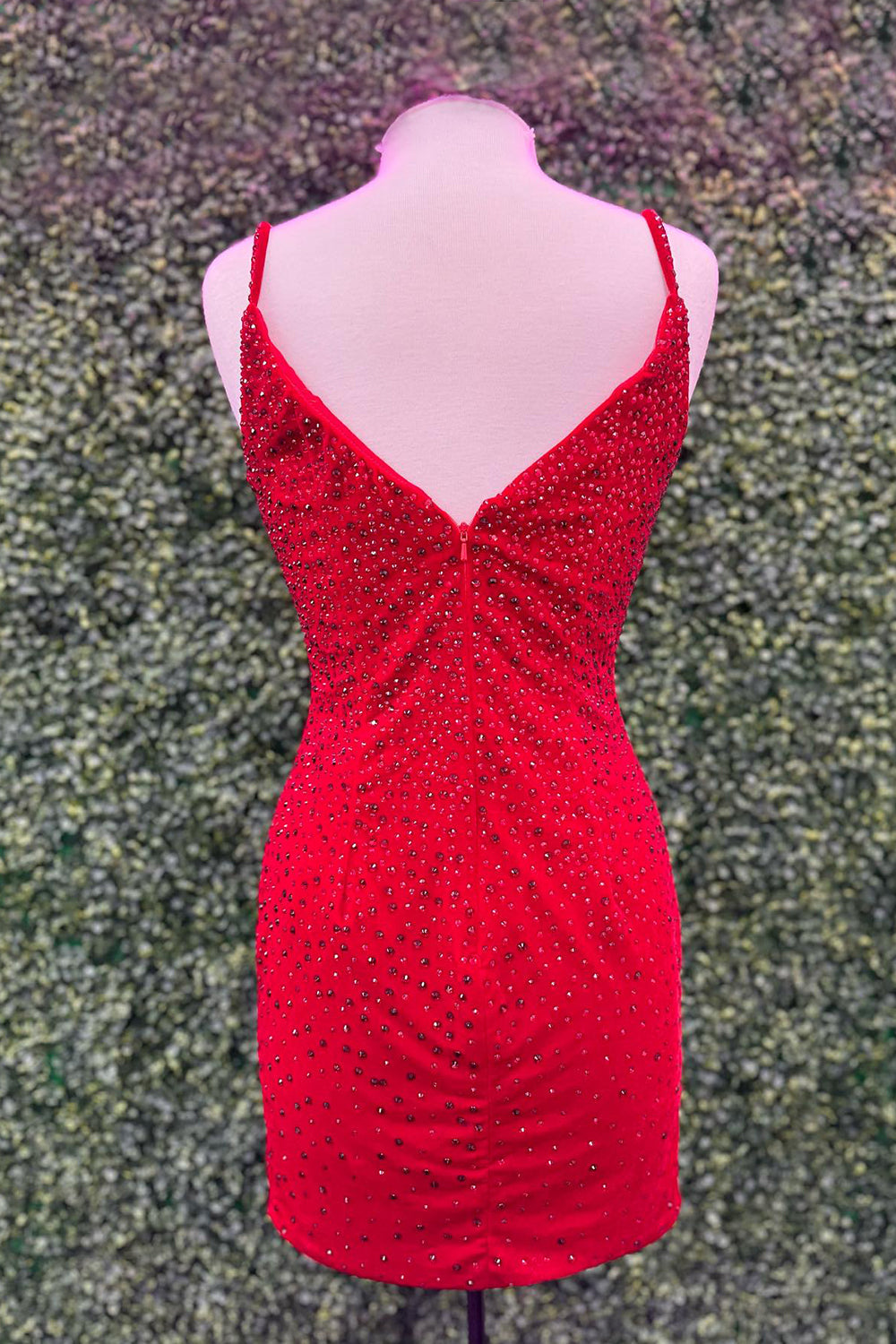 Red Homecoming Dresses Beaded Tight Short Cocktail Dresses