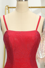 Red Homecoming Dresses Sequin Lace-Up Tight Short Cocktail Dresses