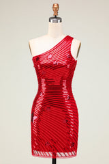 Red Homecoming Dresses Sequin Stars Tight Short Cocktail Dresses