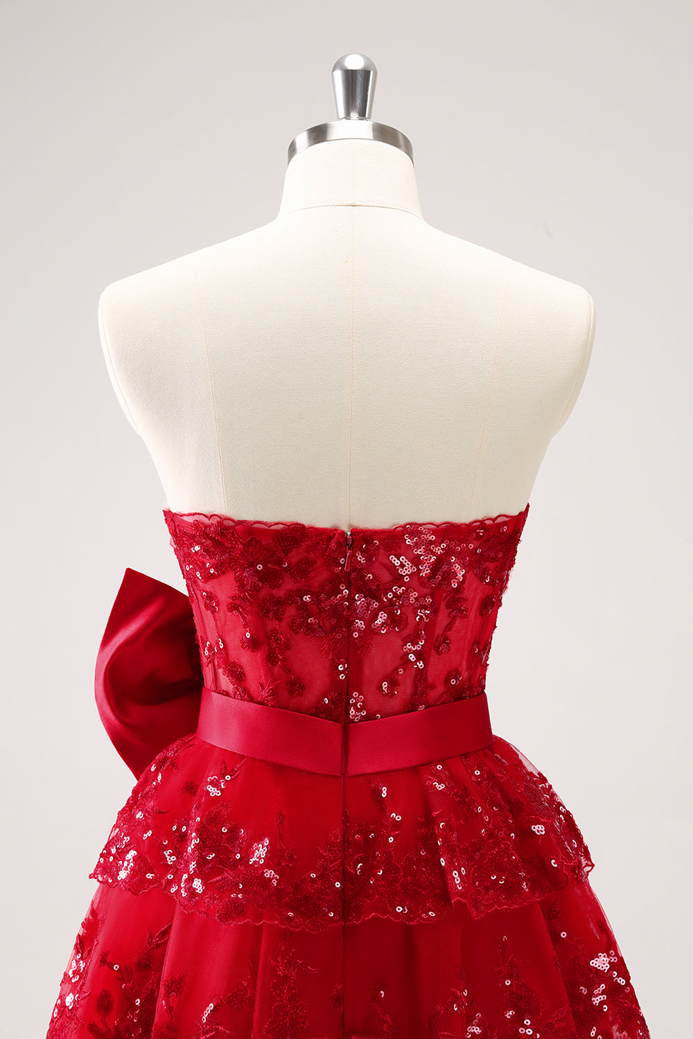 Red Homecoming Dresses Strapless A Line Short Cocktail Dresses with Bow