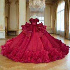 Red Off the Shoulder Quinceanera Dress Corset Ball Gown Sweet 16 Dress