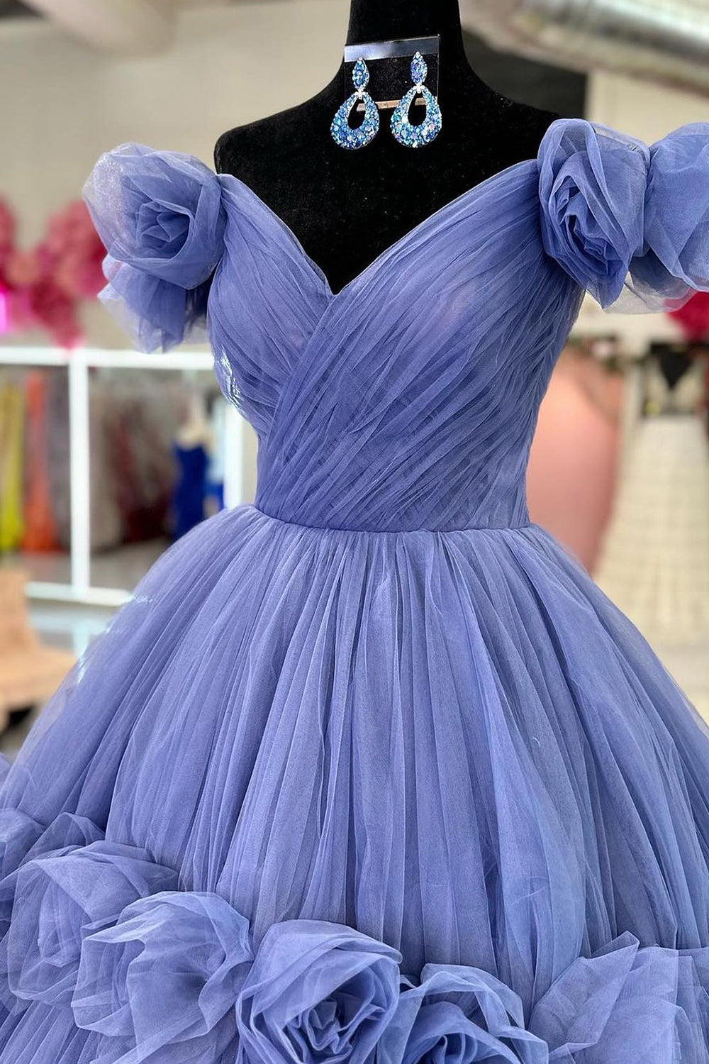 Red Prom Dress A Line Corset Long Evening Dress with 3D Flowers