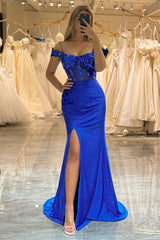 Red Prom Dress Mermaid Long Evening Dress With Sequined Appliques
