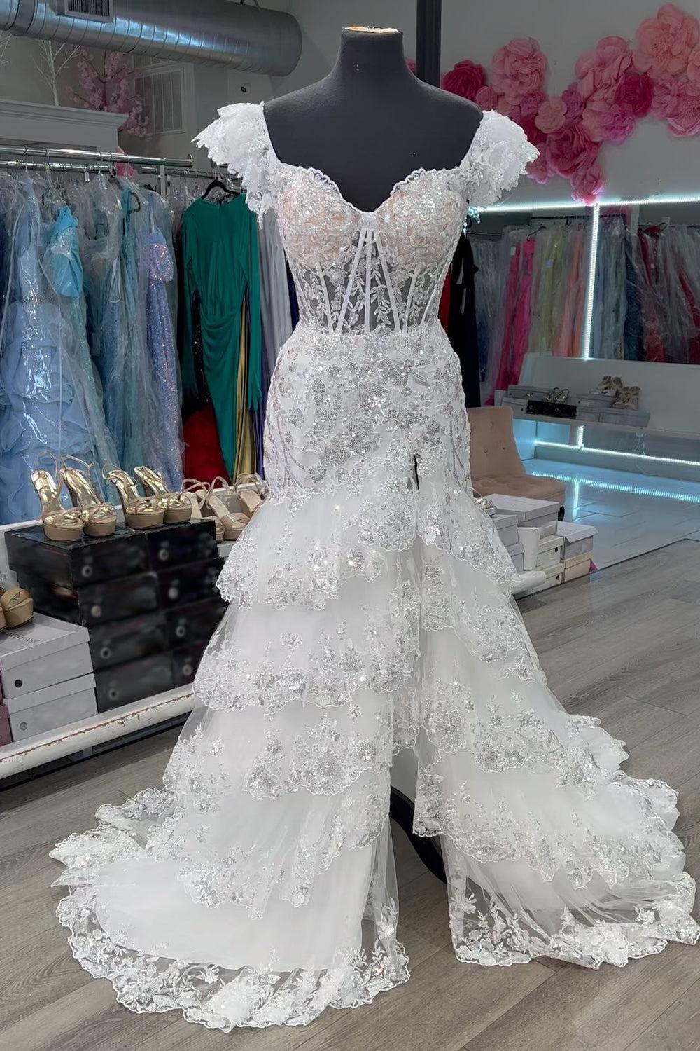 Red Prom Dress Off The Shoulder Tiered Evening Dress