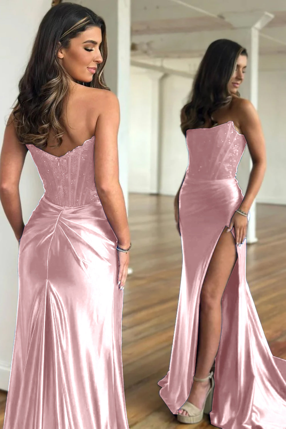 Red Prom Dress Sheath Corset Long Evening Dress with Lace