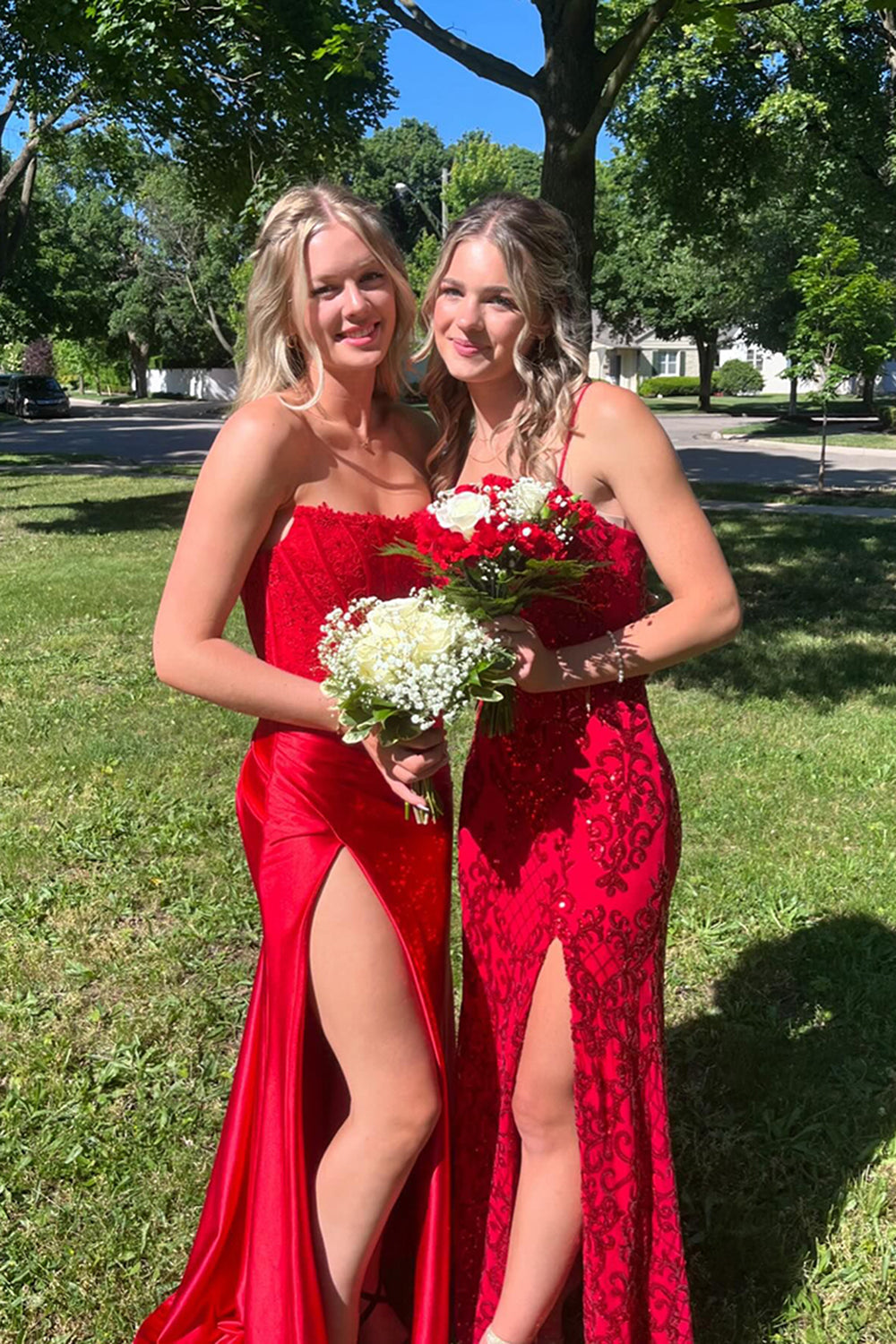 Red Prom Dress Sheath Corset Long Evening Dress with Lace