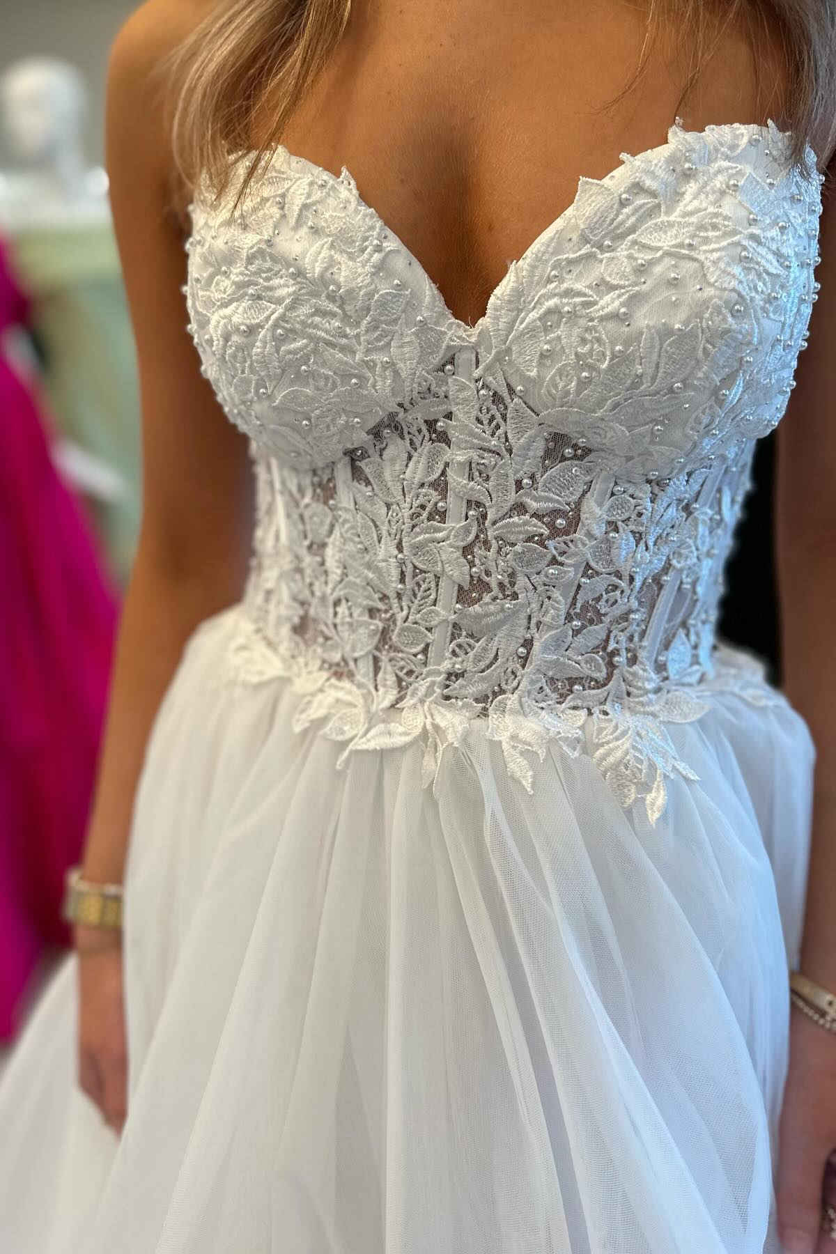 Red Prom Dress Tulle Appliqued Sweetheart Ruffle Long Evening Dress