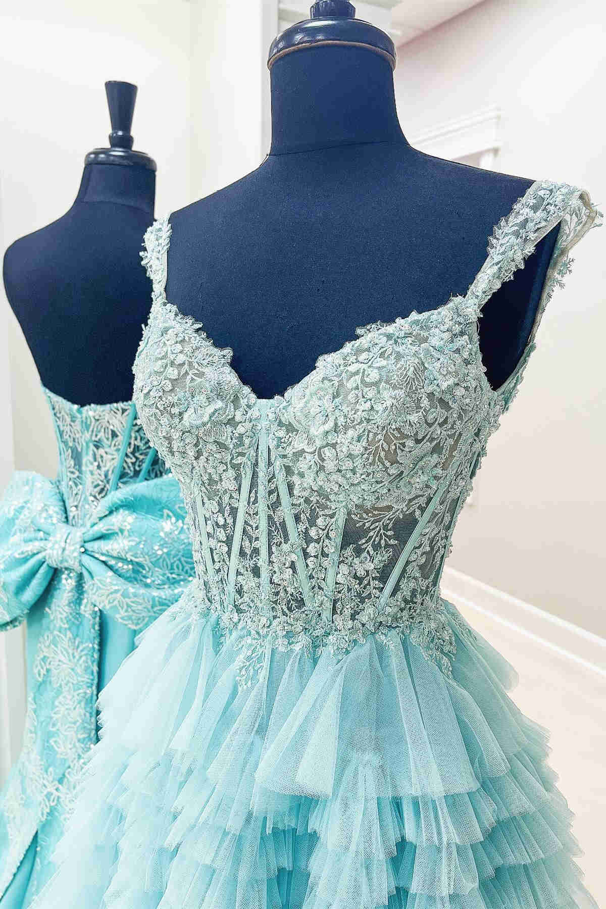 Red Prom Dress Tulle Off the shoulder Ruffle Tiered Long Evening Dress