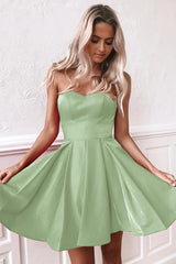 Red Satin Homecoming Dress Sweetheart A Line Short Cocktail Dresses