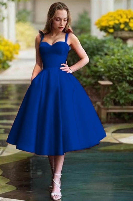 Red Spaghetti Straps Homecoming Dress Sweetheart Sleeveless A Line Short Cocktail Dress