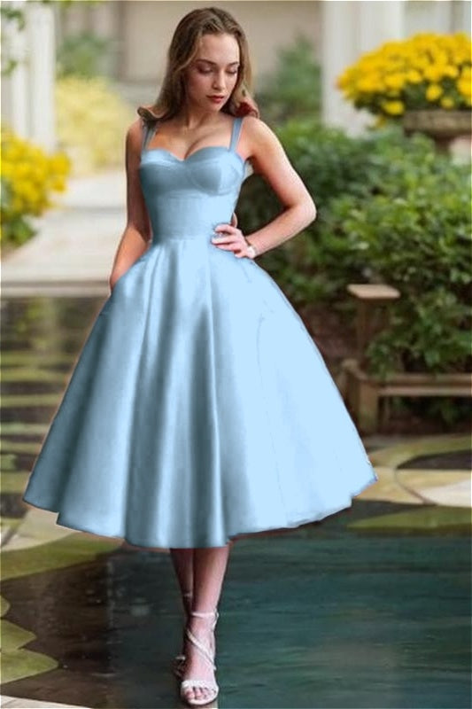 Red Spaghetti Straps Homecoming Dress Sweetheart Sleeveless A Line Short Cocktail Dress