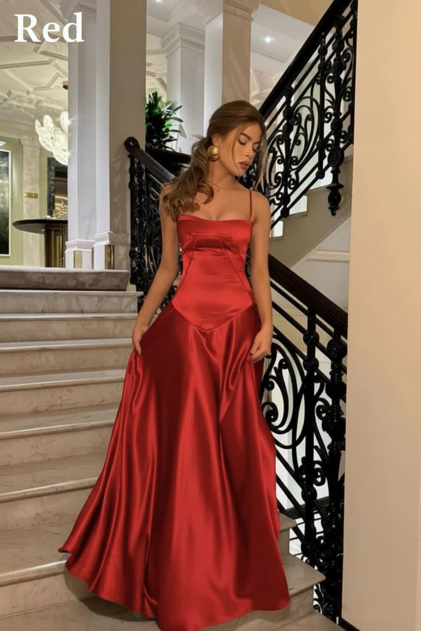 Dressystars Brown Luxe Silk-Look Long Evening Dress With Fitted Bodice Formal Evening Gown