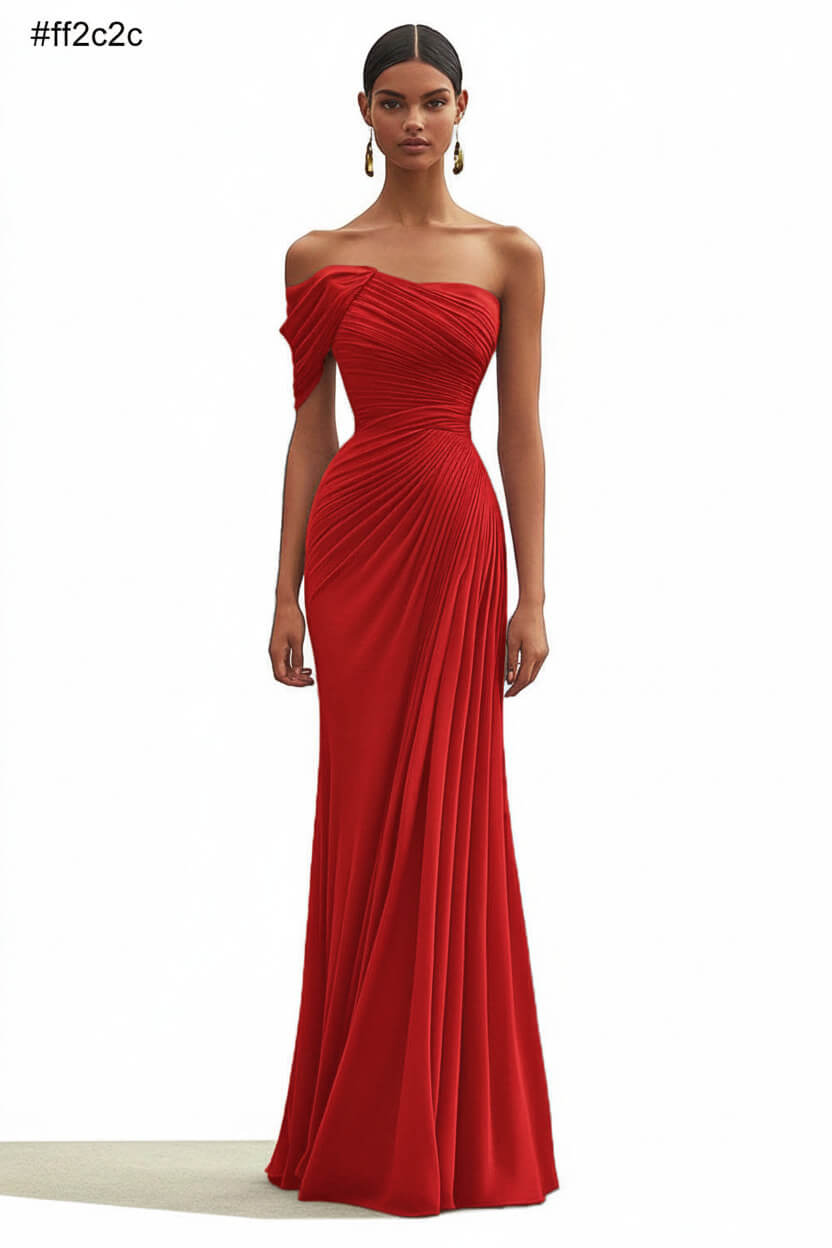 Dressystars One Shoulder Ruched Mermaid Dark Green Wedding Guest Dress Long Formal Dress