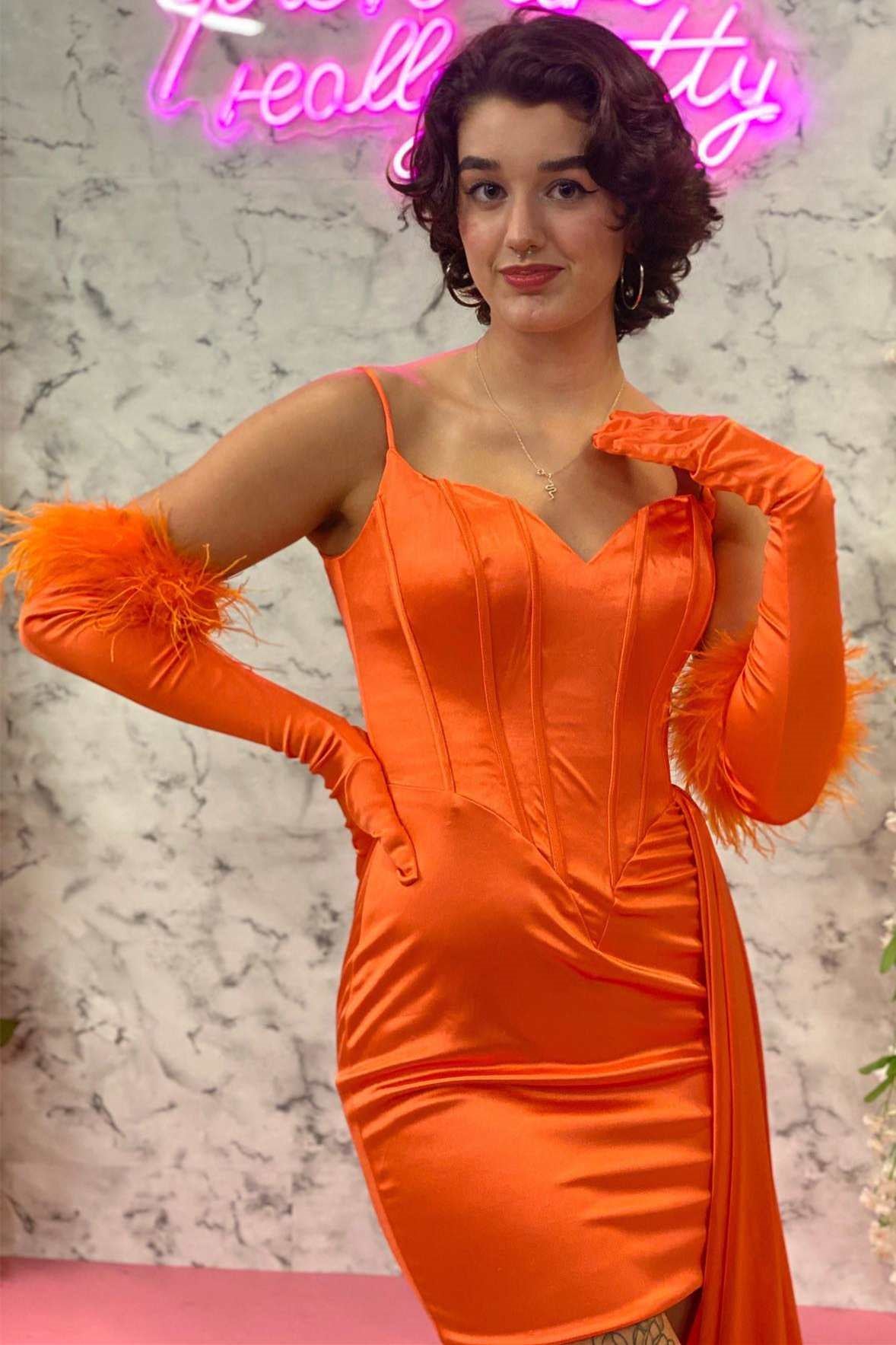 Rosamund Homecoming Dress Pretty Bodycon Shoulder straps with Side Train Short Party Cocktail Dress