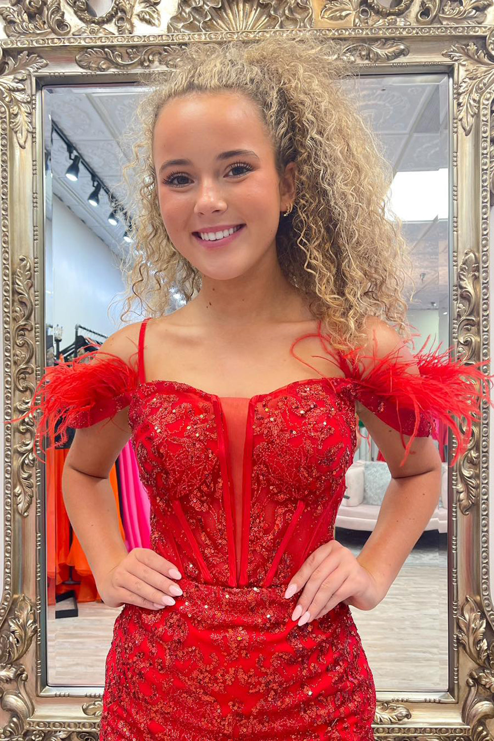 Rose Golden Homecoming Dresses Corset Sequin Tight Short Cocktail Dresses With Feather