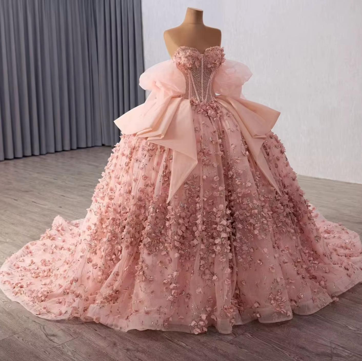 Rose Pink Sweetheart Neck Quinceanera Dress Ball Gown Sweet 16 Dress