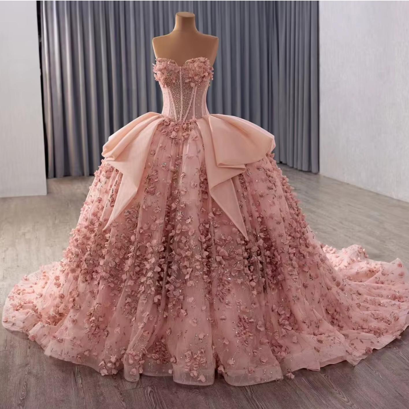 Rose Pink Sweetheart Neck Quinceanera Dress Ball Gown Sweet 16 Dress
