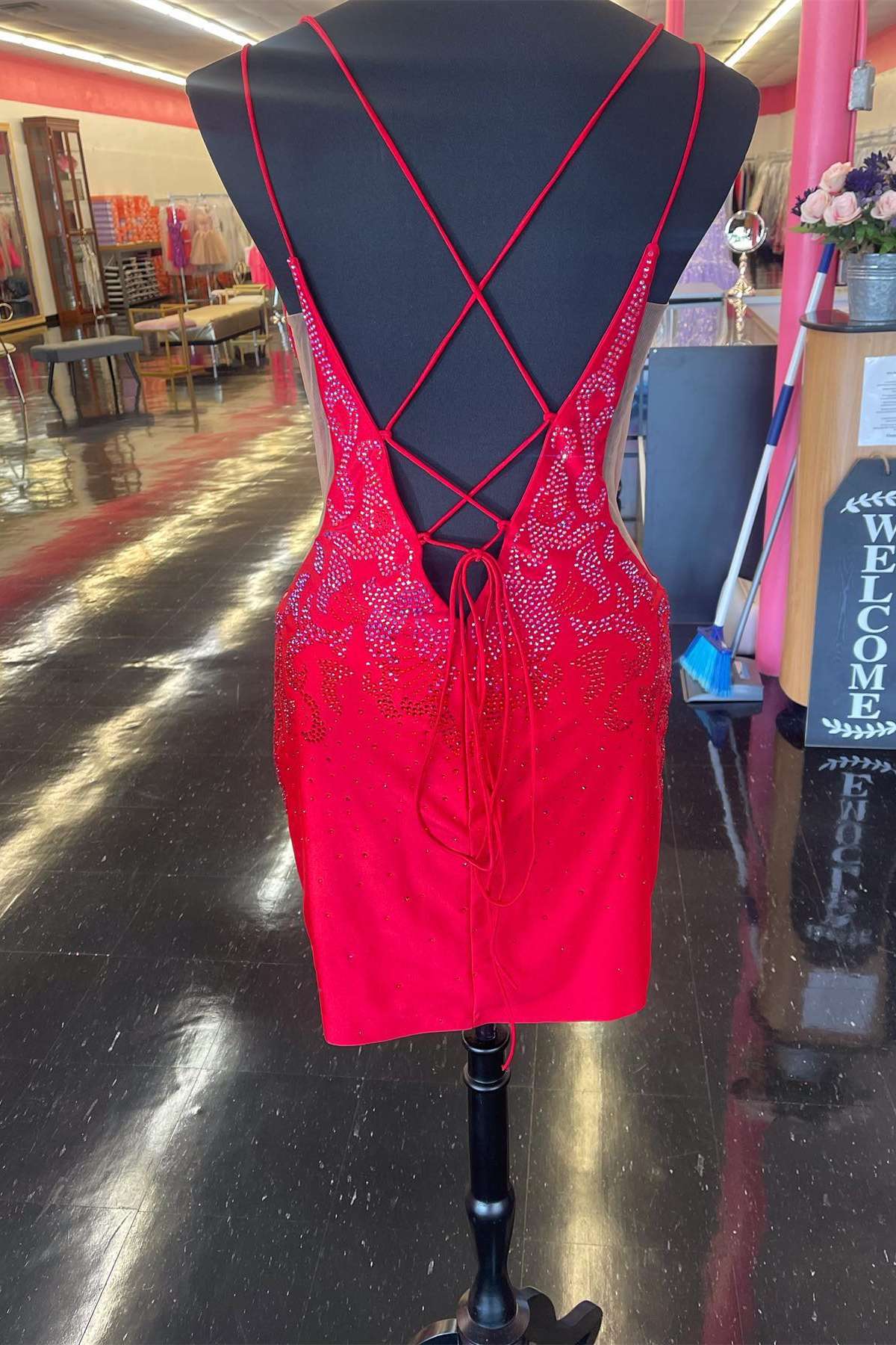 Royal Blue Homecoming Dress Delicate Beading Plunge V Lace Up Short Party Cocktail Dress