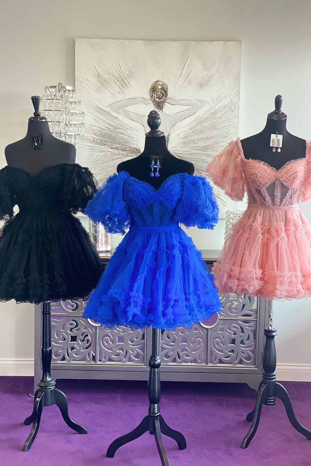Royal Blue Homecoming Dresses Corset A-Line Short Cocktail Dresses