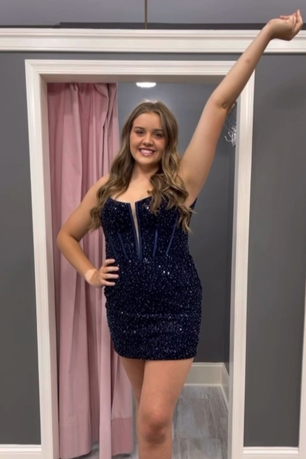 Royal Blue Homecoming Dresses Corset Sequined Tight Short Cocktail Dresses