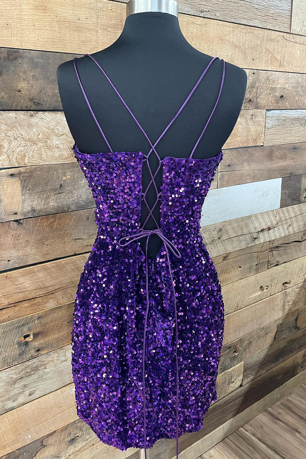 Royal Blue Homecoming Dresses Criss-Cross Straps Sequin Tight Short Hoco Dresses