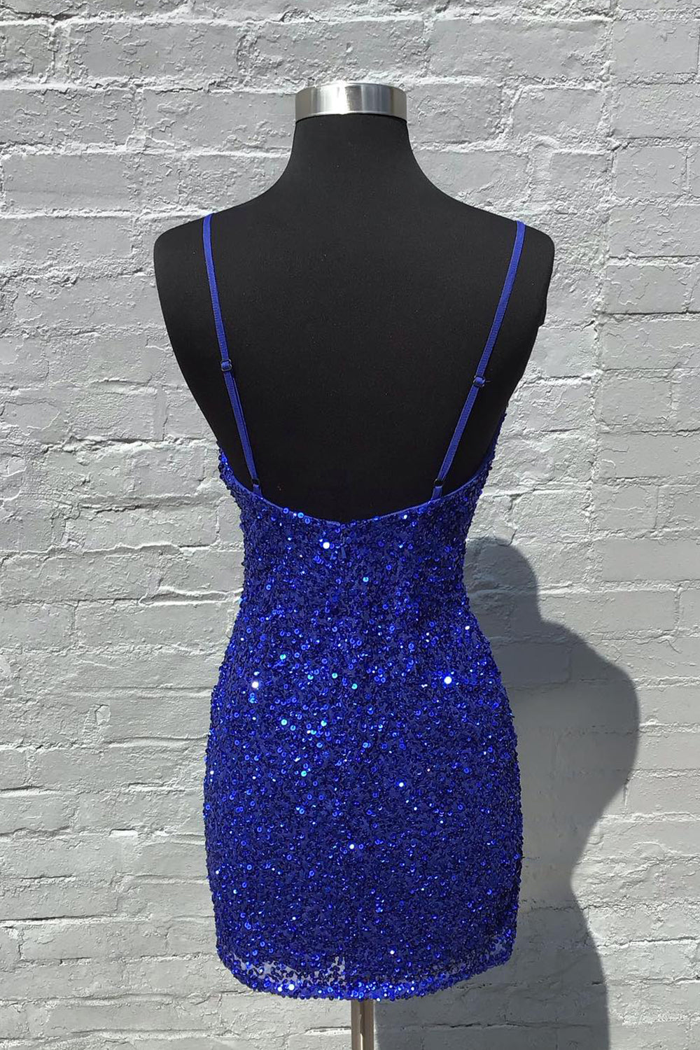 Royal Blue Homecoming Dresses Ruched Tight Short Sequin Cocktail Dresses
