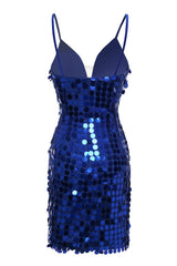 Royal Blue Homecoming Dresses Sequin Tight Short Cocktail Dresses