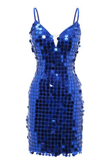 Royal Blue Homecoming Dresses Sequin Tight Short Cocktail Dresses