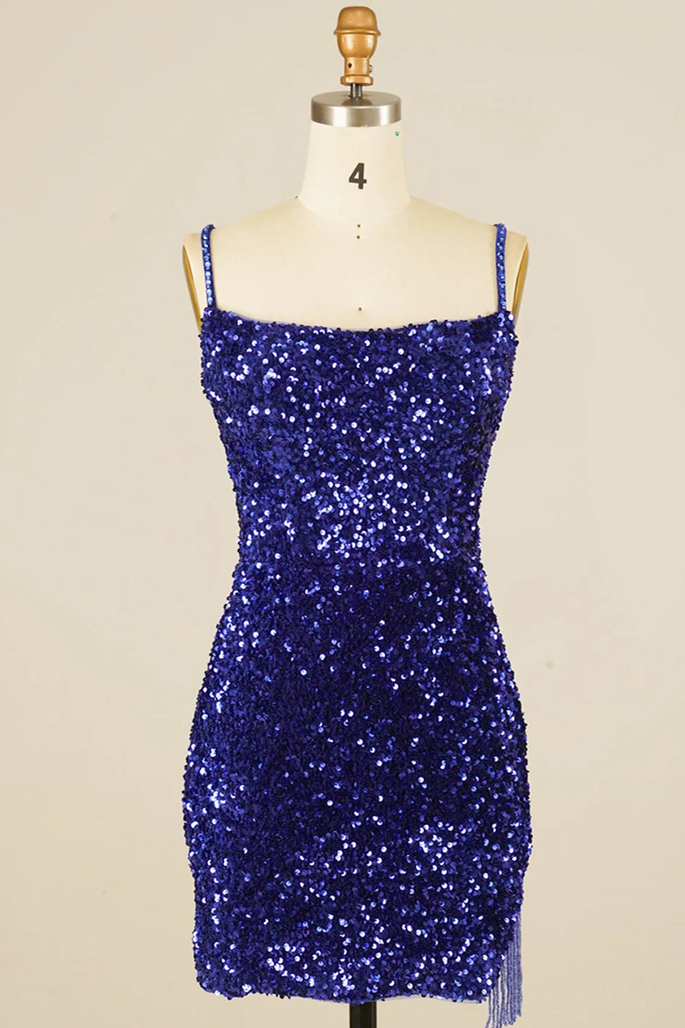 Royal Blue Homecoming Dresses Sequined Tight Cocktail Dresses with Fringes