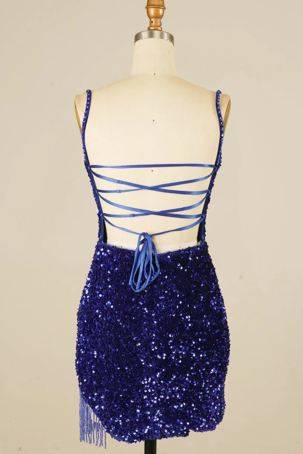 Royal Blue Homecoming Dresses Sequined Tight Cocktail Dresses with Fringes