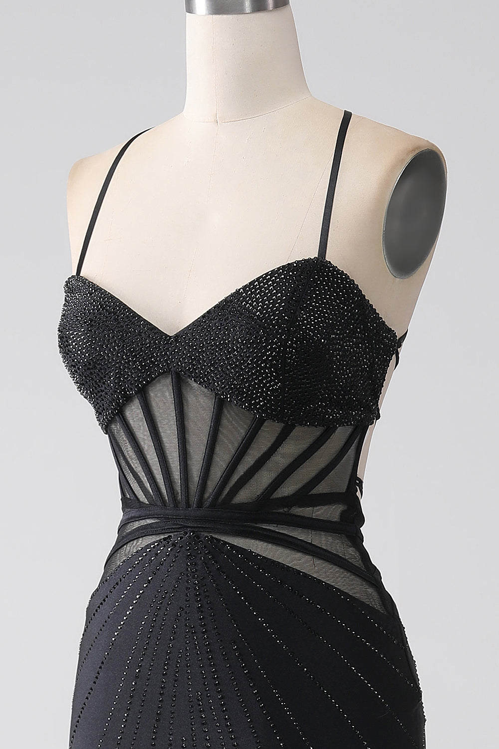 Royal Blue Prom Dress Corset Beaded Long Mermaid Evening Dress with Slit