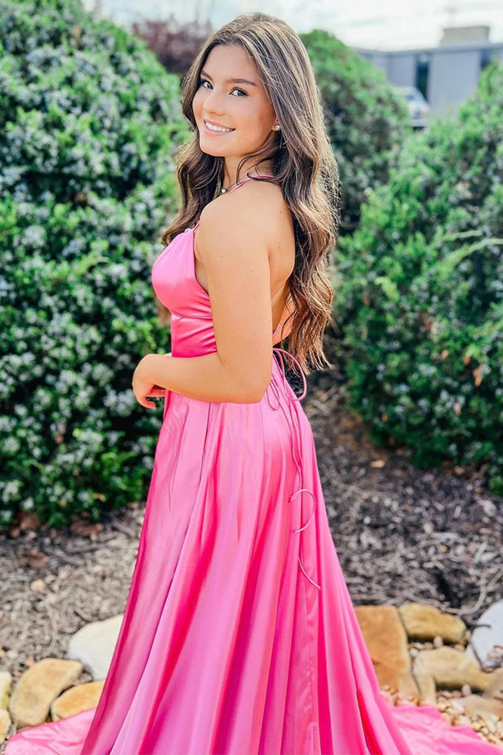 Royal Blue Prom Dress Halter Backless A Line Evening Dress