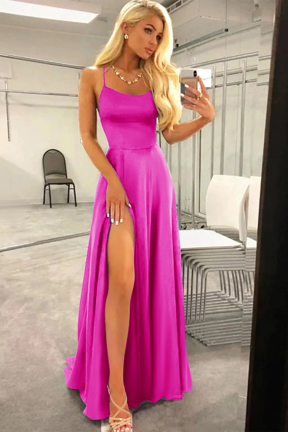 Royal Blue Prom Dress Halter Backless A Line Evening Dress