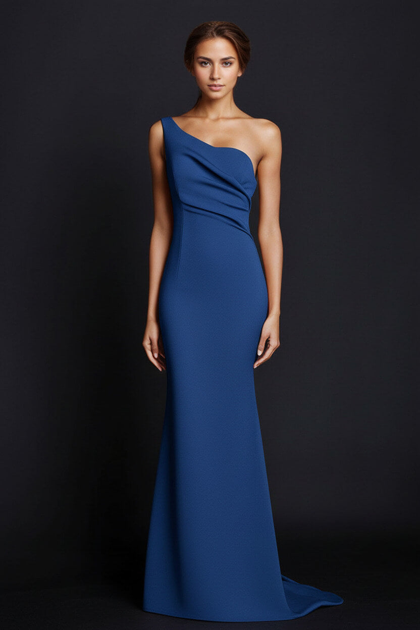 Dressystars One Shoulder Khaki Wedding Guest Dress Mermaid Long Formal Dress