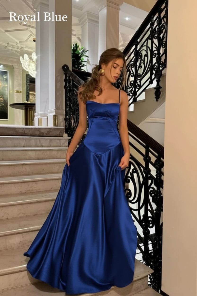 Dressystars Brown Luxe Silk-Look Long Evening Dress With Fitted Bodice Formal Evening Gown
