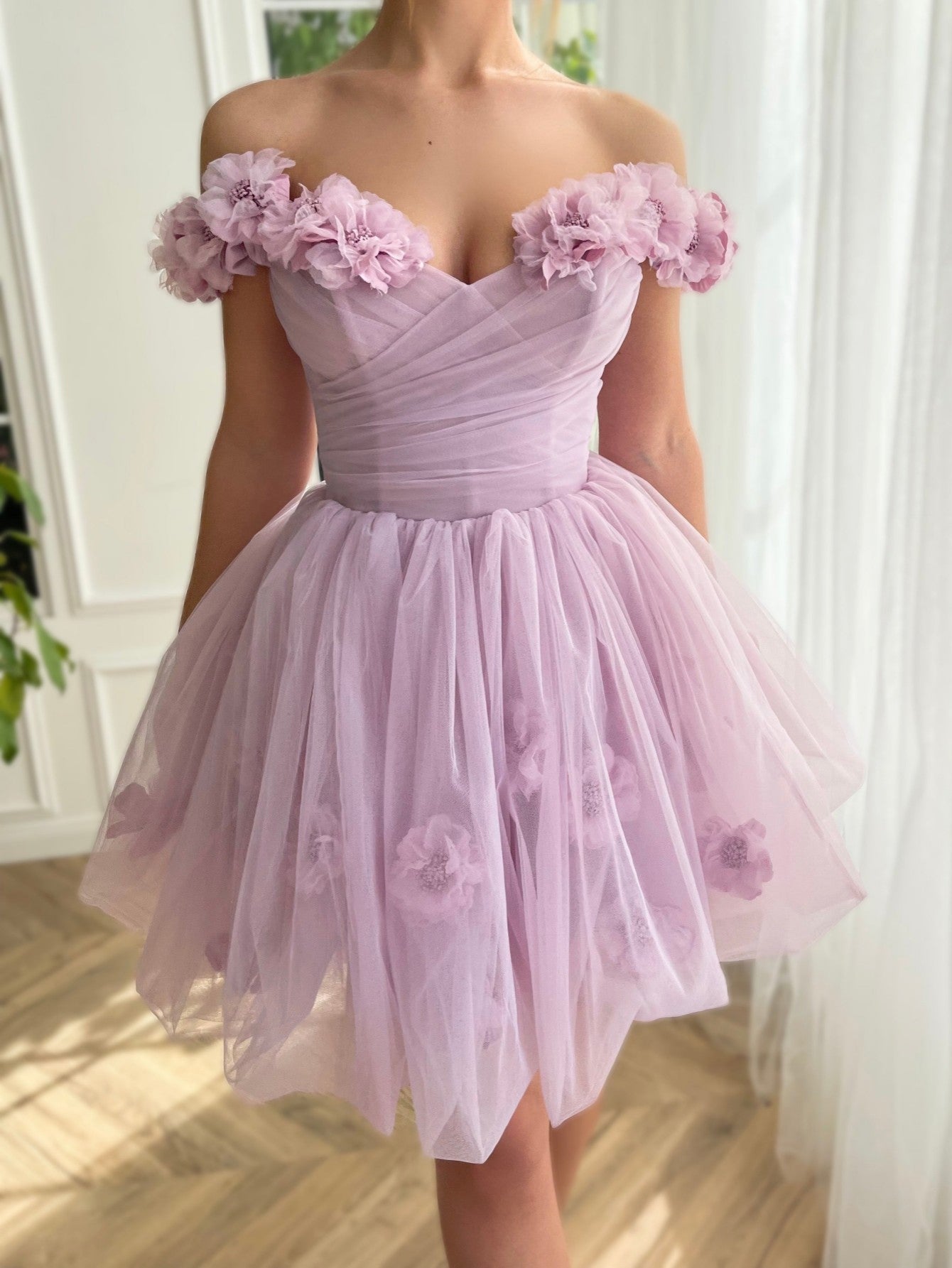 Ruby Homecoming Dress Pretty Lilac Corset Strapless Tulle Short Party Cocktail Dress