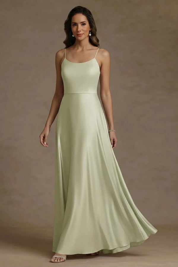 Sage Green Satin A Line Mother of the Bride Dress with Lace Jacket